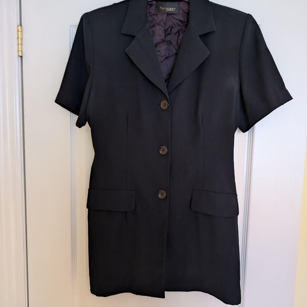 Vintage Black Short Sleeve Blazer - Picture 2 of 9